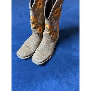 Joe Exclusive Womens Western Leather Boots Brown Floral Sunflower Sz 8 Mexico
